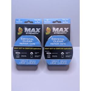 Duck Max Strength Crystal Clear Repair Tape 1.88in x 9yd Lot Of 2